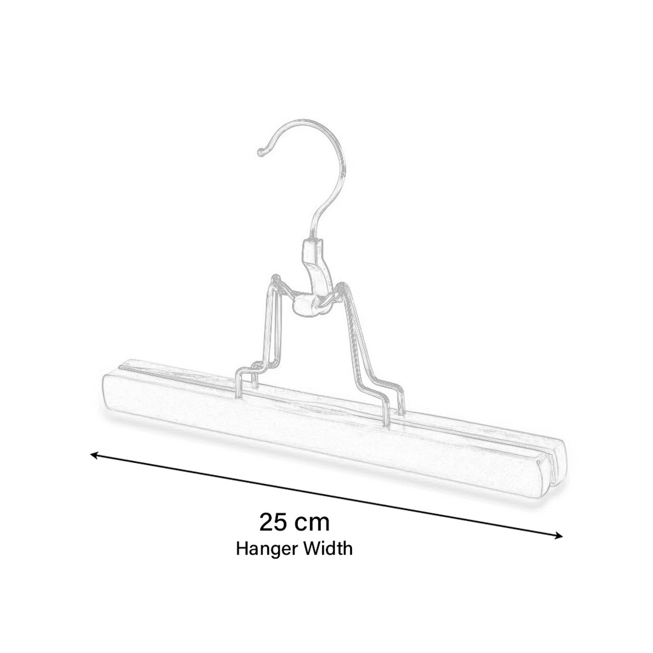 Cintre en bois pour pantalon/jupe avec doublure en velours – 25 cm – Image 3