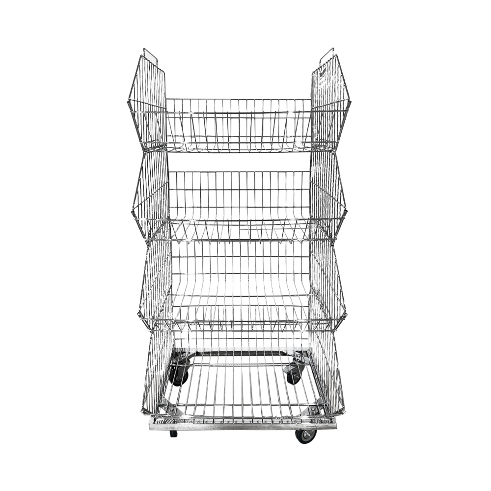 SET 4 CORBEILLES METAL + SOCLE AVEC ROULETTES