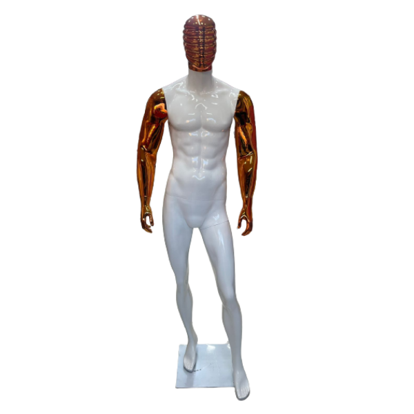 Mannequin Homme – Blanc Doré – Polyester Sans Visage