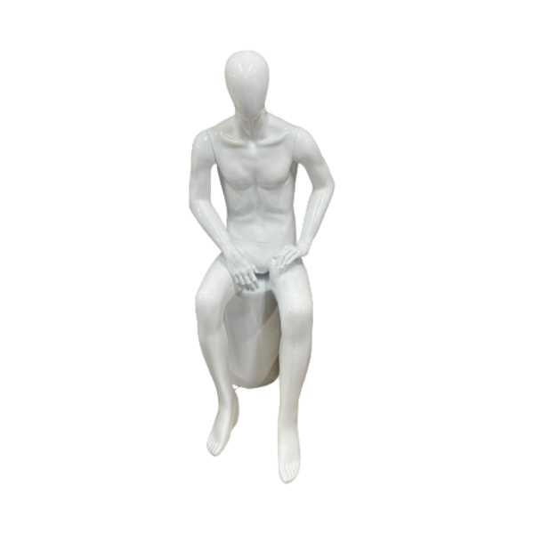 Mannequin vitrine homme assis couleur blanche