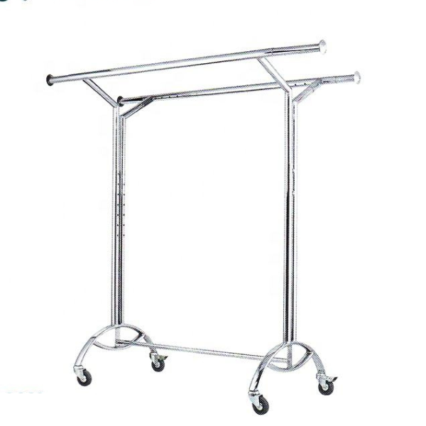 Présentoir Métallique Chromé Double pour vêtements