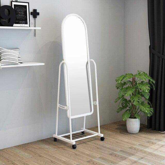 Miroir sur pied avec roulette Dressing - Blanc – Image 2